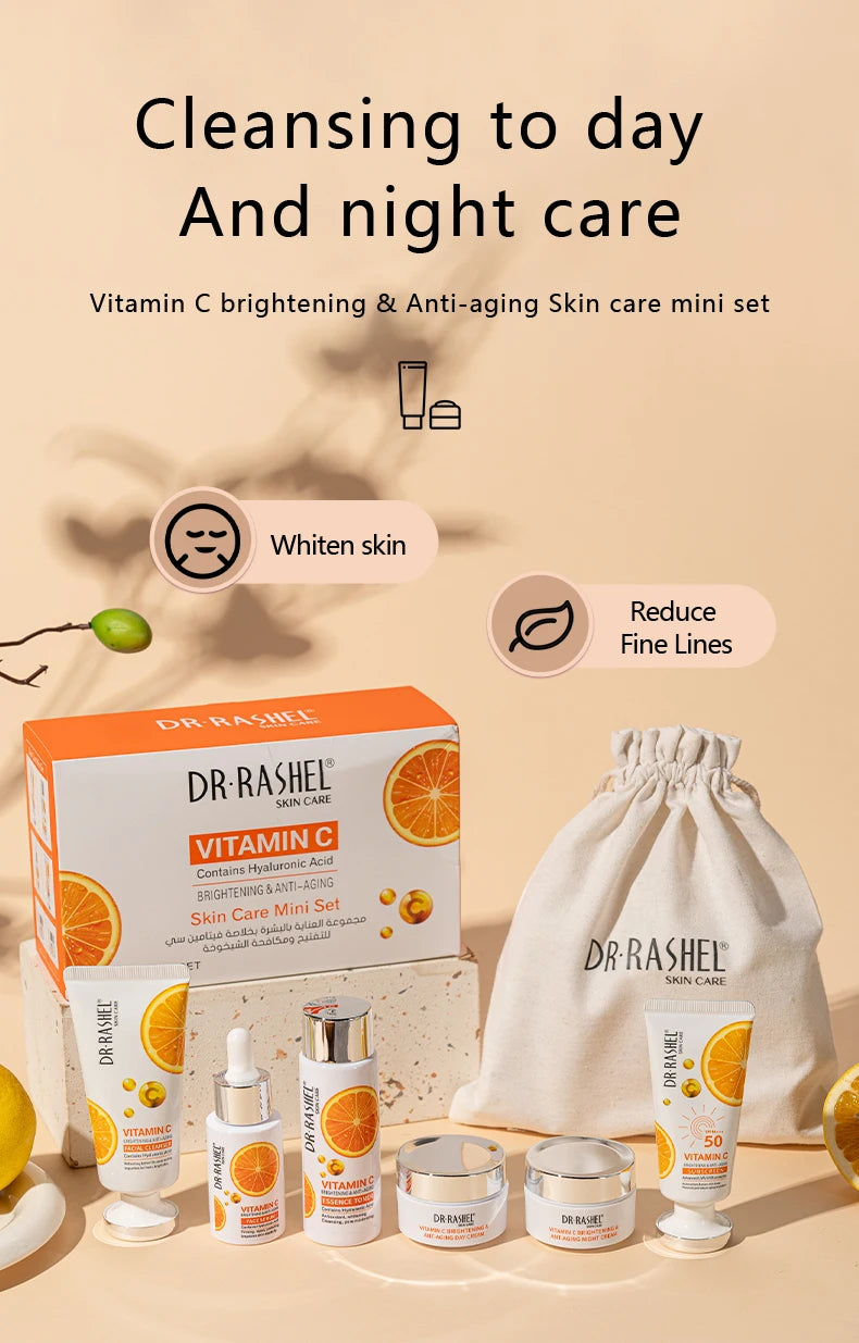 DR. RASHEL Vitamin C Hydrating Moisturizing Repair Firming Elasticity VC Facial Serum Travel Mini Skincare Set