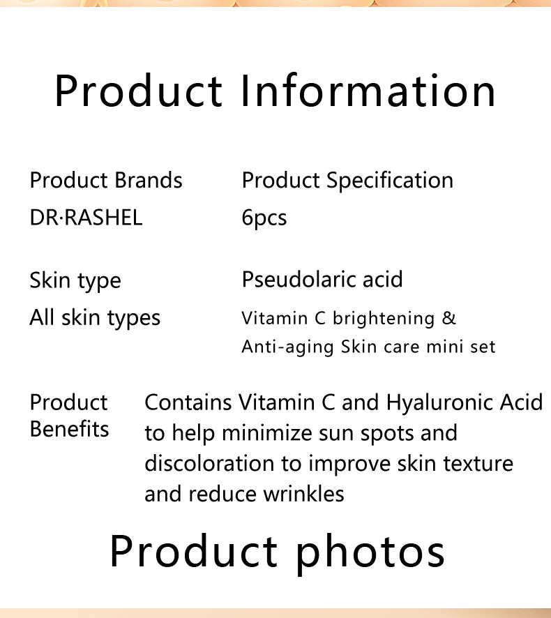 DR. RASHEL Vitamin C Hydrating Moisturizing Repair Firming Elasticity VC Facial Serum Travel Mini Skincare Set
