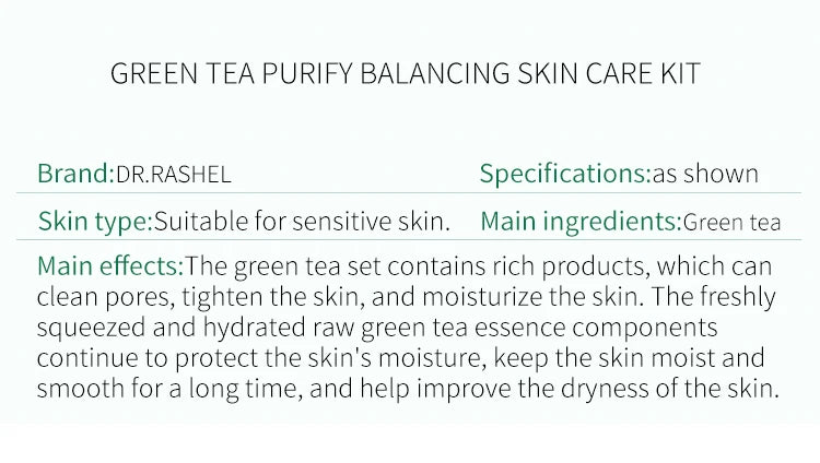 DR RASHEL Green Tea Purify Balancing Skin Care Set 10pcs Facial Care Kit