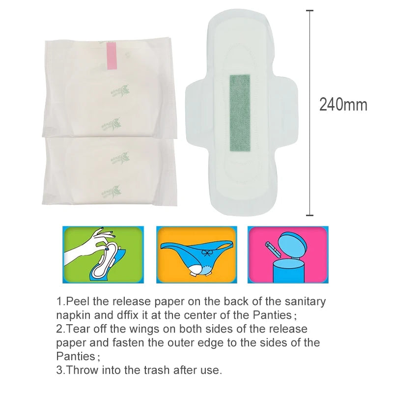 19Packs Organic Pads Ultra Thin Period Pads with Wings Super Absorbency Sanitary Pads for Women100% Cotton Panties Gasket