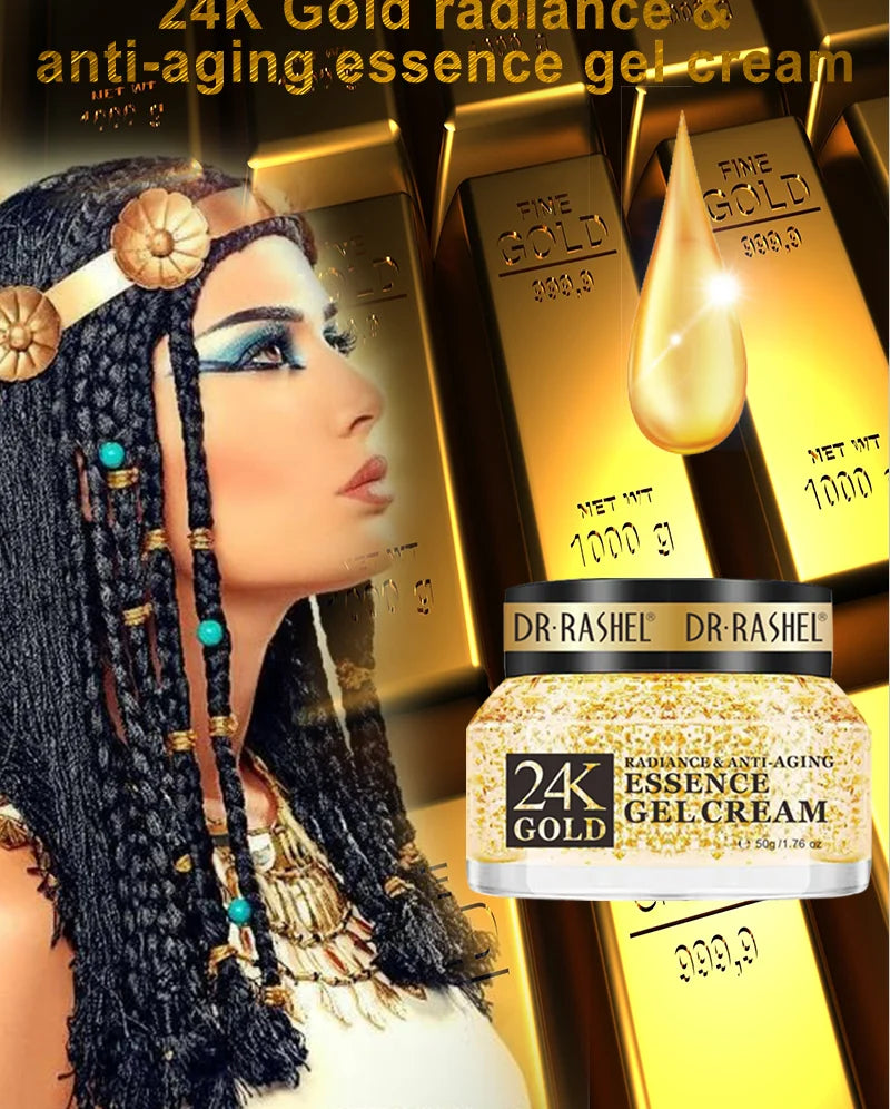 DR.RASHEL 24K Gold Radiance Anti-Aging Essence Gel Cream with Collagen And Glycerin Brightens 50G