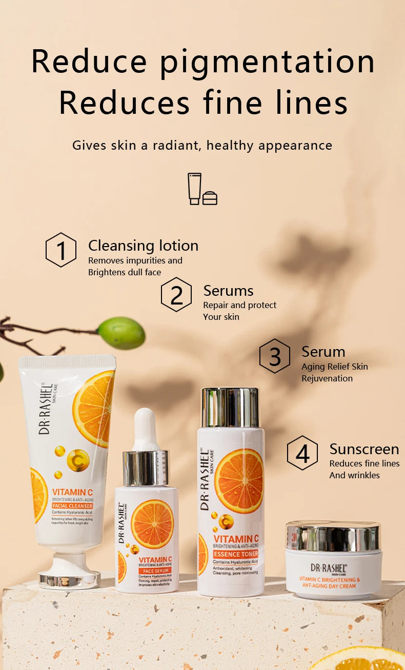 DR. RASHEL Vitamin C Hydrating Moisturizing Repair Firming Elasticity VC Facial Serum Travel Mini Skincare Set