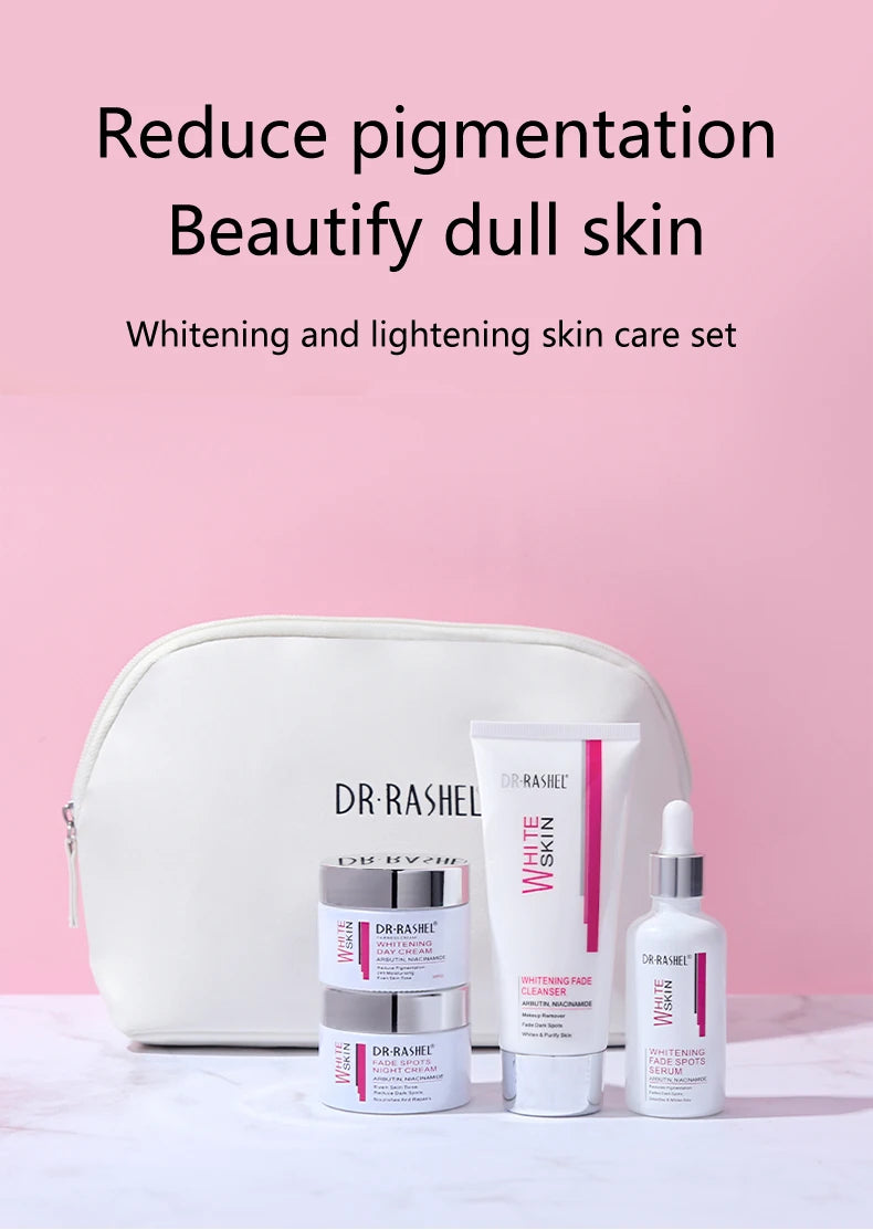 DR RASHEL Facial Cleanser Cream Serum Arbutin Niacinamide Dark Spots Removal Whitening Skin Care Face Set Kit 4 Pieces