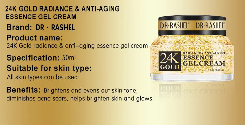 DR.RASHEL 24K Gold Radiance Anti-Aging Essence Gel Cream with Collagen And Glycerin Brightens 50G