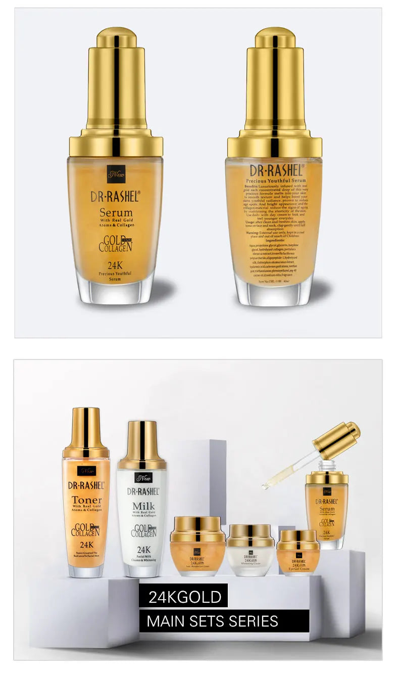 DR.RASHEL 24K Gold Atoms Makeup Primer Collagen Ampoule Whitening Facial Serum 40 ml