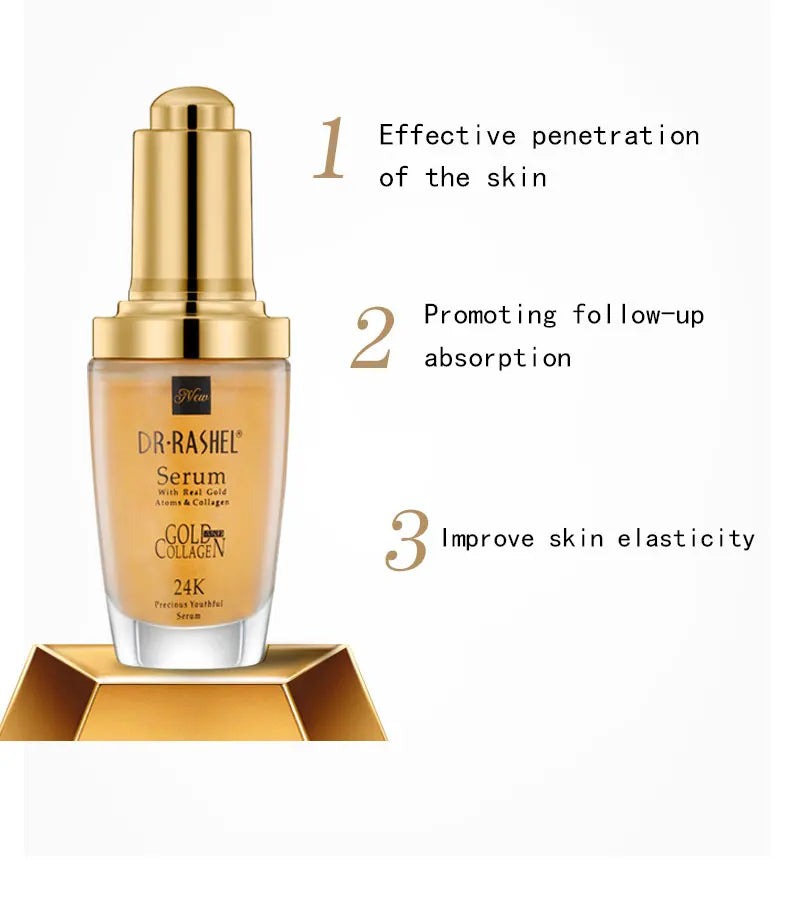 DR.RASHEL 24K Gold Atoms Makeup Primer Collagen Ampoule Whitening Facial Serum 40 ml