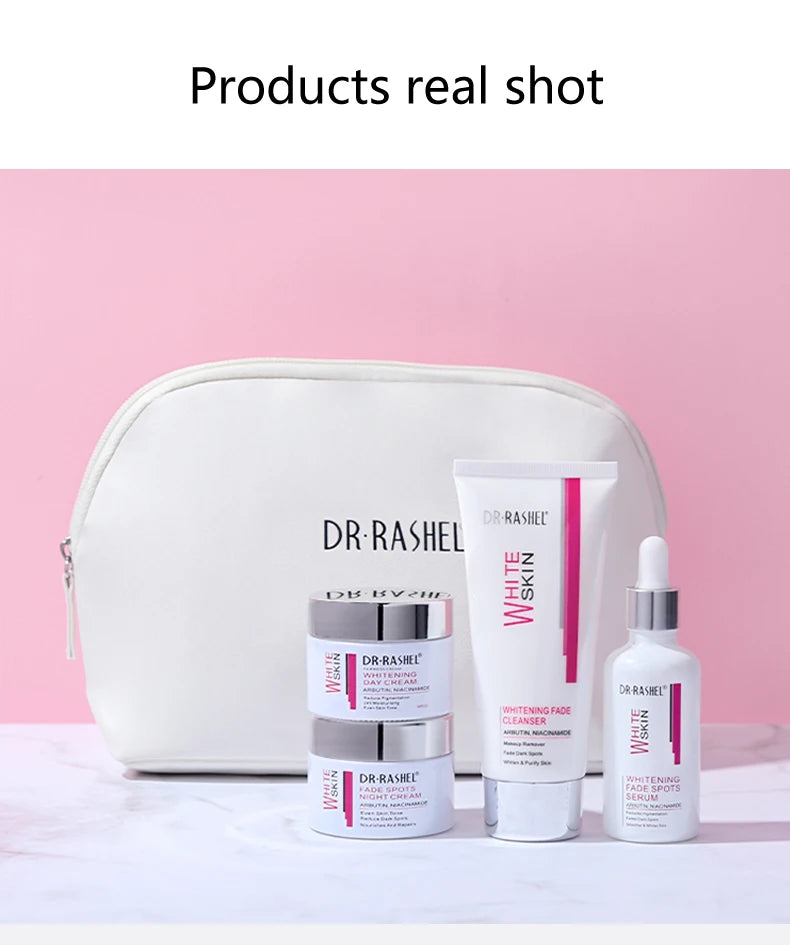 DR RASHEL Facial Cleanser Cream Serum Arbutin Niacinamide Dark Spots Removal Whitening Skin Care Face Set Kit 4 Pieces