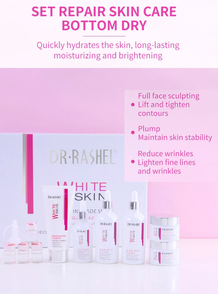 DR.RASHEL Brightening Fade Spots Skin Care Set-Face Serum Cream Facial Cleanser Lotion Toner Ampoule Serums