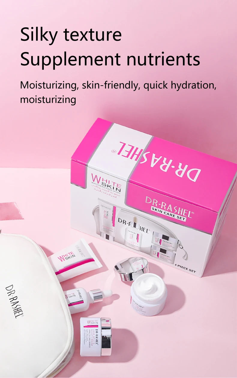 DR RASHEL Facial Cleanser Cream Serum Arbutin Niacinamide Dark Spots Removal Whitening Skin Care Face Set Kit 4 Pieces