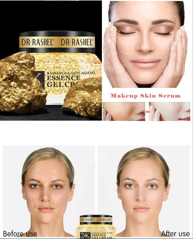 DR.RASHEL 24K Gold Radiance Anti-Aging Essence Gel Cream with Collagen And Glycerin Brightens 50G