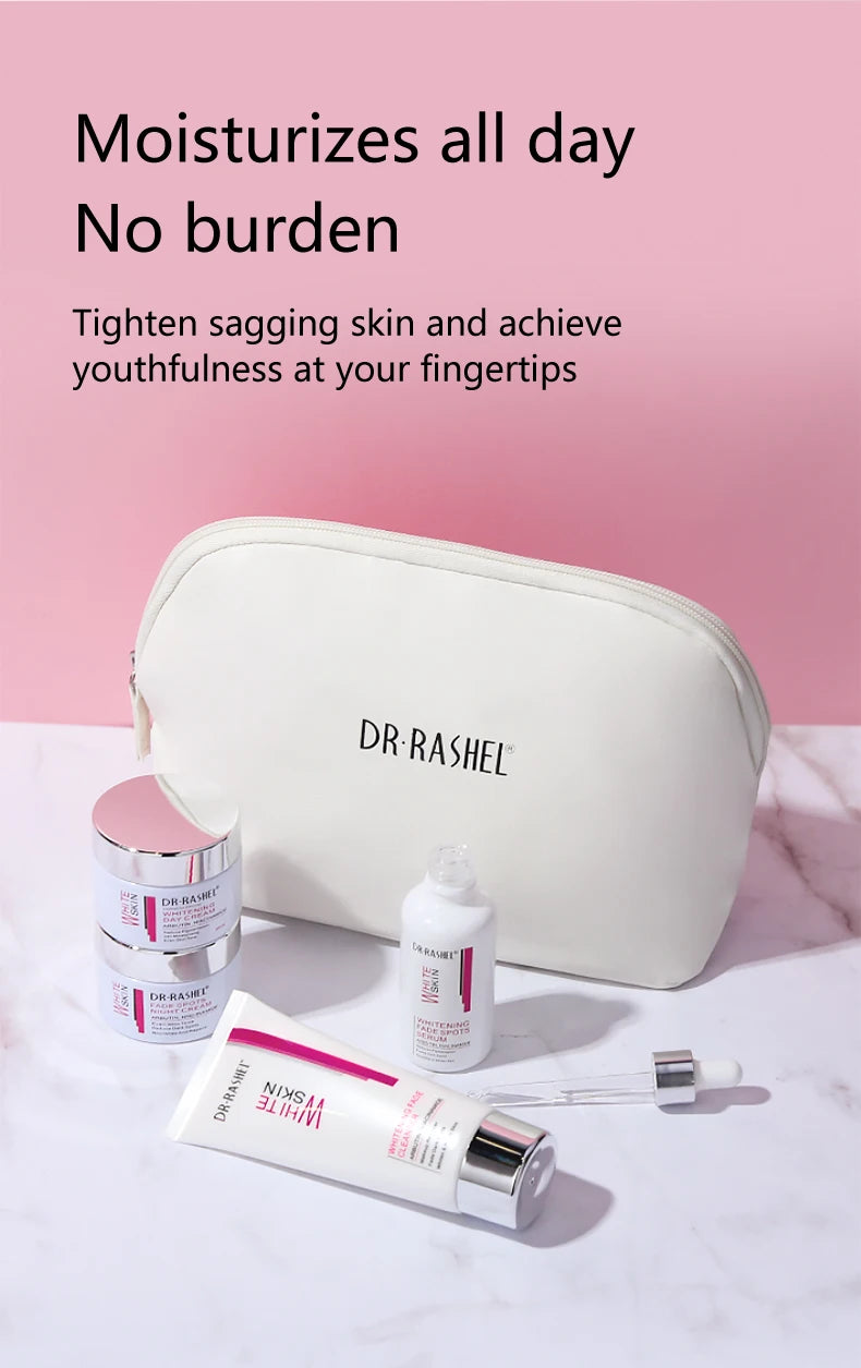 DR RASHEL Facial Cleanser Cream Serum Arbutin Niacinamide Dark Spots Removal Whitening Skin Care Face Set Kit 4 Pieces