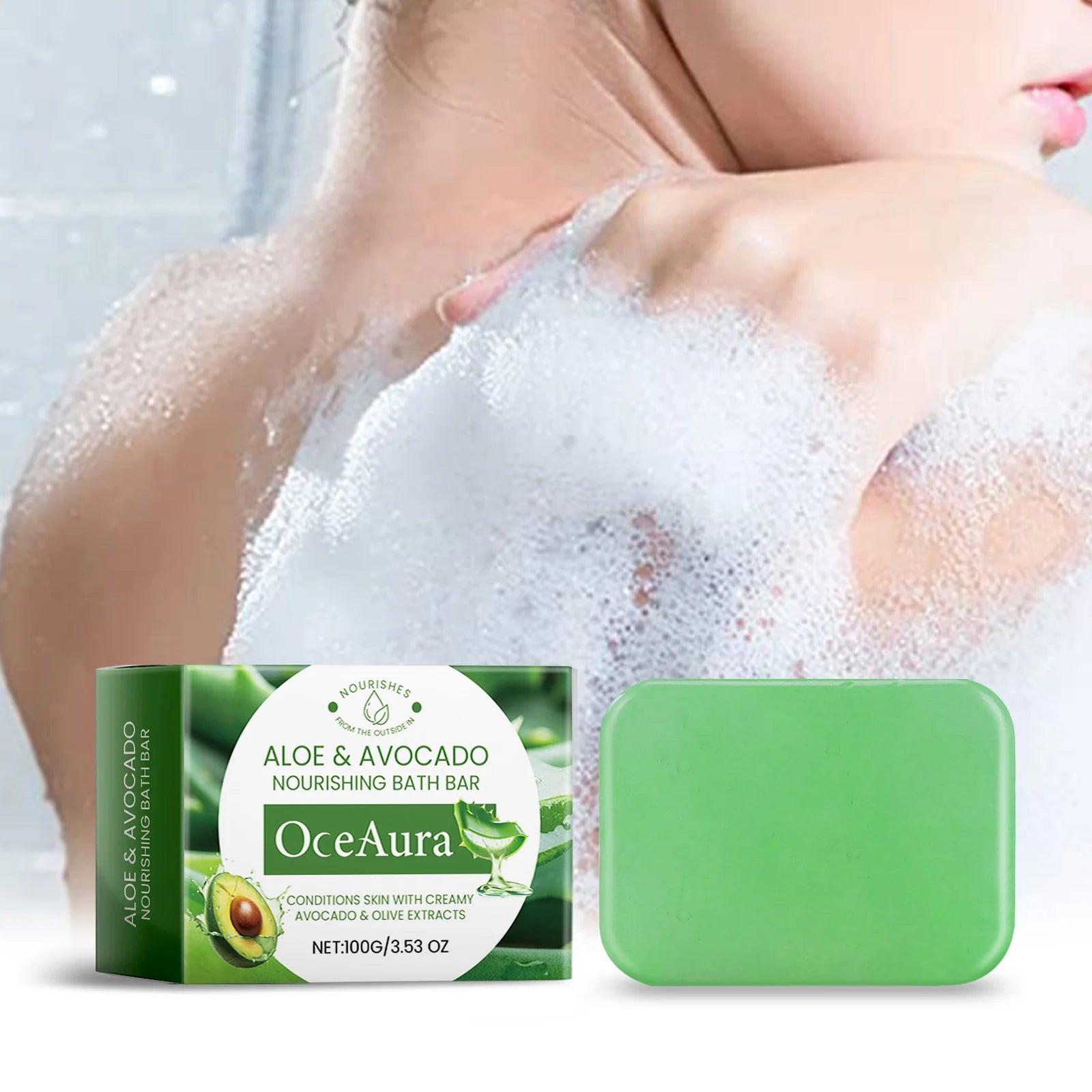 Oce Aura 100g Aloe Vera Herbal Soap Natural Bar Gentle Facial And Body Cleanser for Men & Women Soothing Nourishing