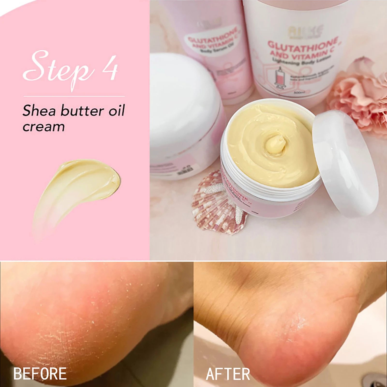 AILKE Glutathione & Vitamin C Kit,With Whitening Lotion,Moisturizing Cream,Lightening Soap, Spa Oil,Glowing Body Cream,Gift Set