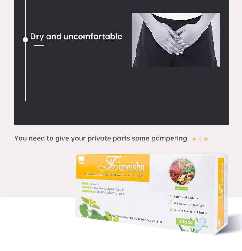 10Pcs Zimeishu Silver-ion Gynecological Cure Care Pad Womens Medicated Sanitary Pads Female Feminine Hygiene Yoni Pearls