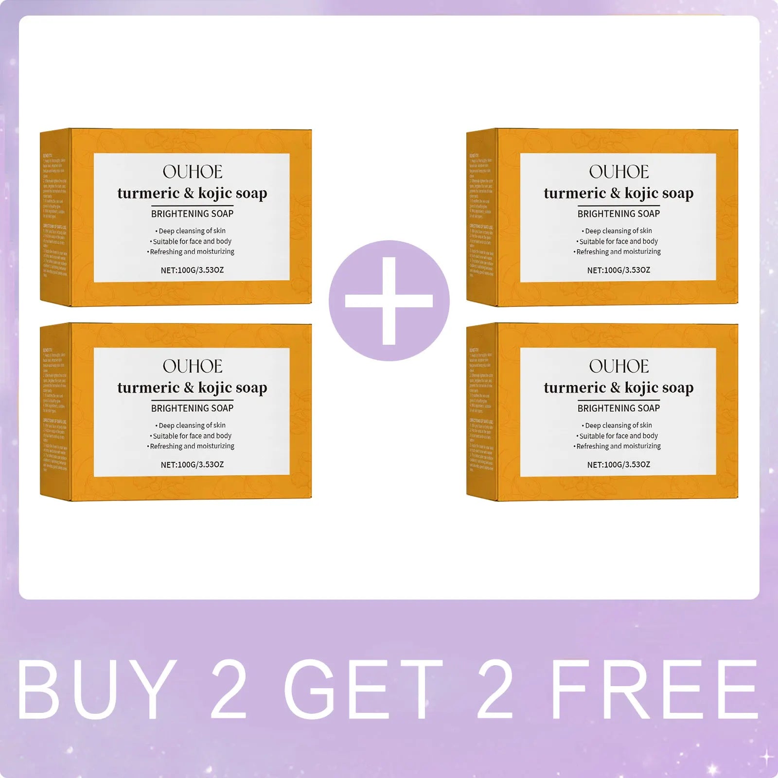 OUHOE Kojic Acid Turmeric Soap Face Deep Cleaning Even Skin Tone Skin Lightening Soap Moisturizer Skin Care Handmade Lemon Soap