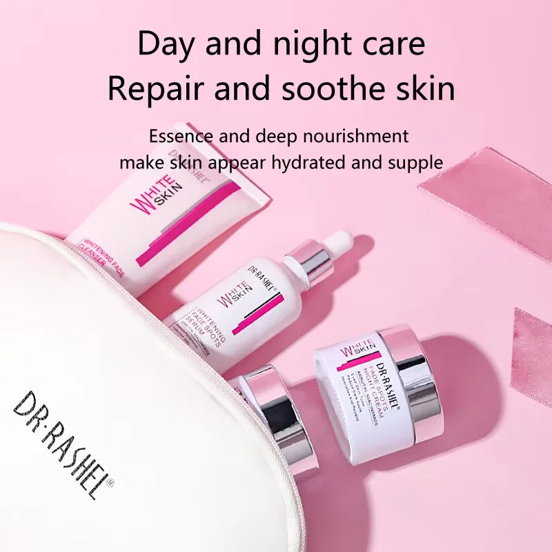 DR RASHEL Facial Cleanser Cream Serum Arbutin Niacinamide Dark Spots Removal Whitening Skin Care Face Set Kit 4 Pieces
