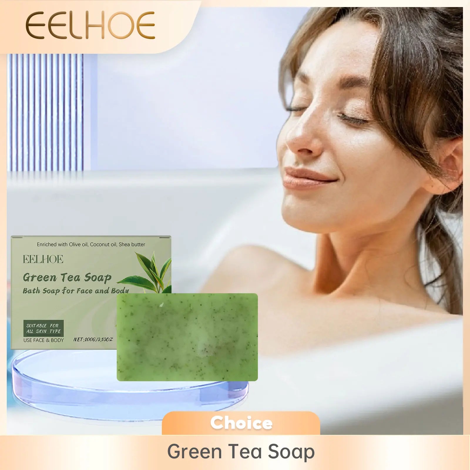 Green Tea Soap Oil Control Reduce Dryness Remove Dead Skin Deep Cleansing Moisturizing Refreshing Anti Acne Smooth Bath Bar Soap
