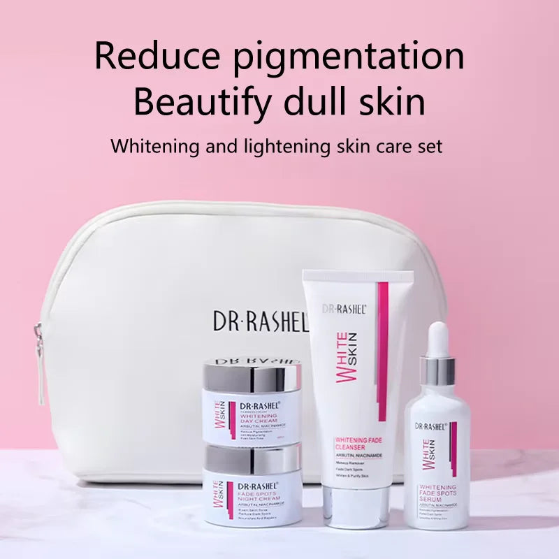 DR RASHEL Facial Cleanser Cream Serum Arbutin Niacinamide Dark Spots Removal Whitening Skin Care Face Set Kit 4 Pieces