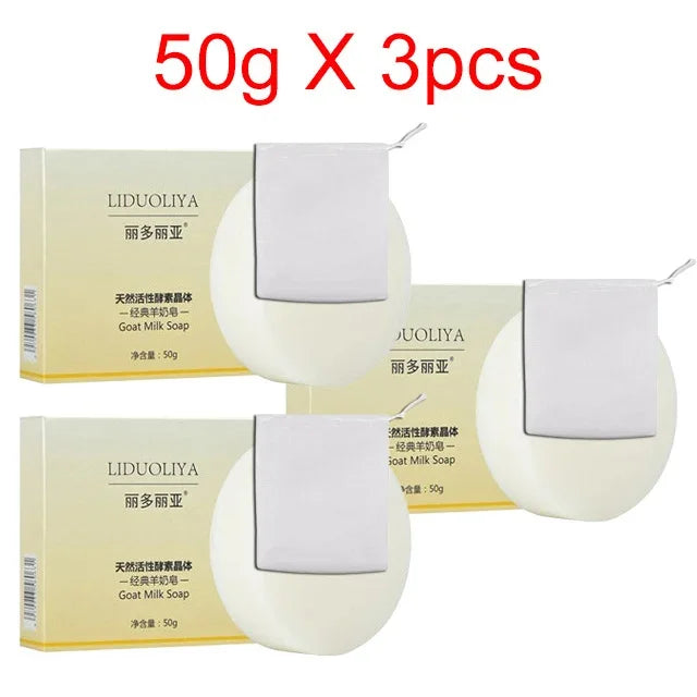 Goat Milk Silk Protein Handmade Soap With Foam Net Brightening Oil Control Remove Acne Blackheads Nourishing Skin Beauty Health