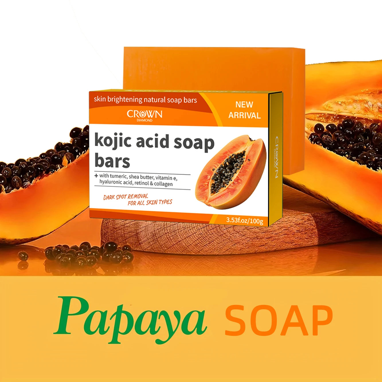 kOJIC ACID Papaya Whitening Soap Moisturizing Acne Cleanser for Skin Care Handmade Soap Kojic Acid Body Skin Deep Cleaning мыло