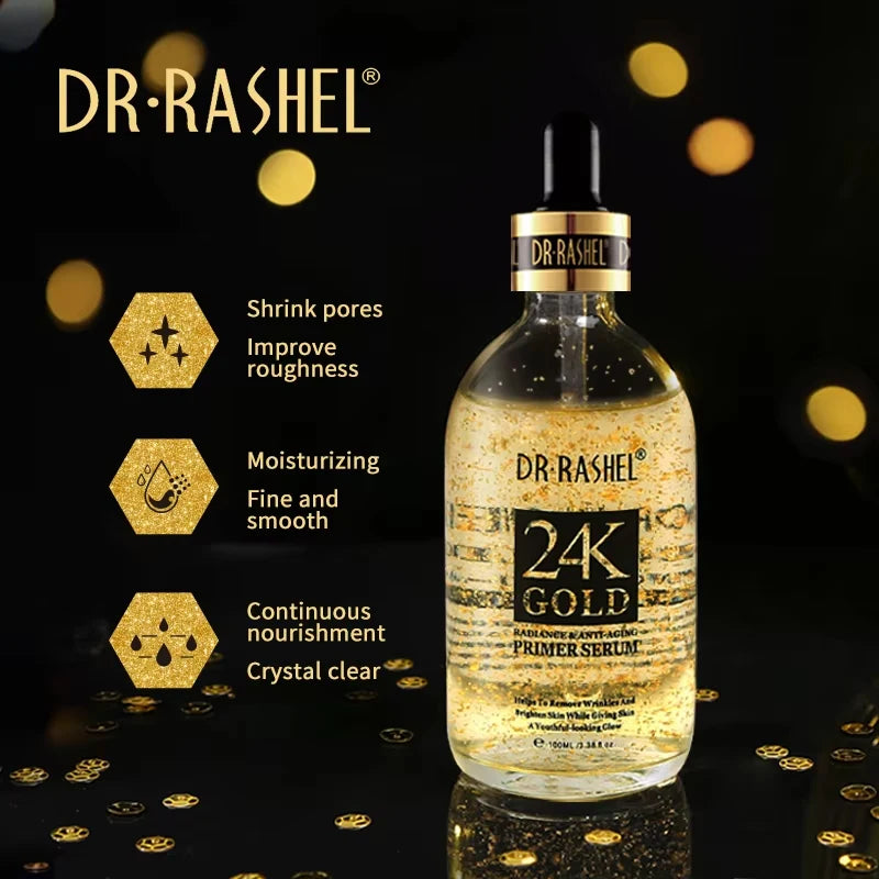 DR RASHEL Moisturizing Brightening Face Serum 24K Gold Radiance Anti Aging Primer Serum