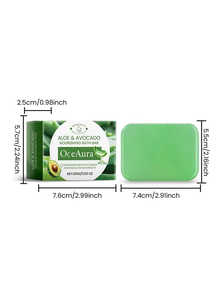 Oce Aura 100g Aloe Vera Herbal Soap Natural Bar Gentle Facial And Body Cleanser for Men & Women Soothing Nourishing
