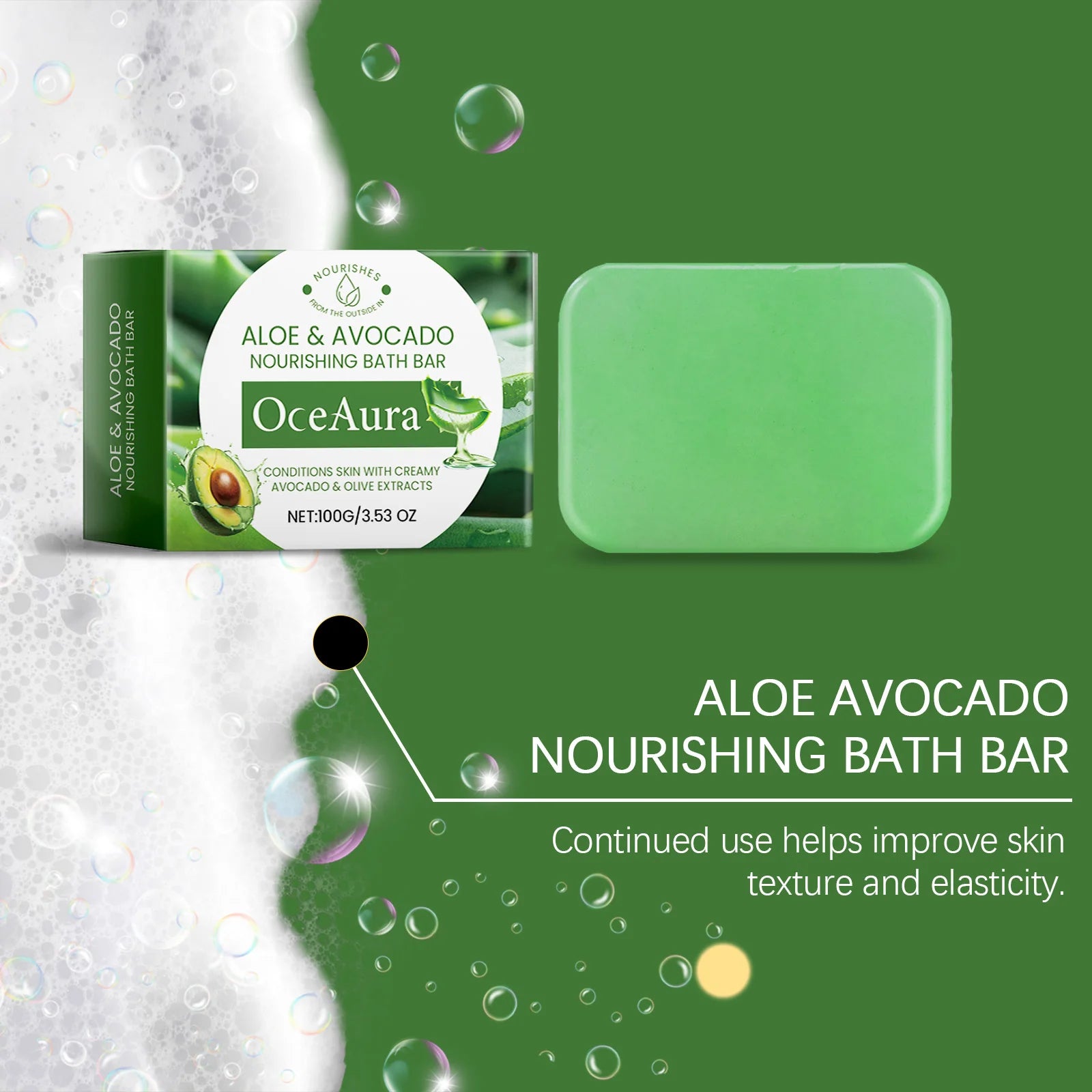 Oce Aura 100g Aloe Vera Herbal Soap Natural Bar Gentle Facial And Body Cleanser for Men & Women Soothing Nourishing
