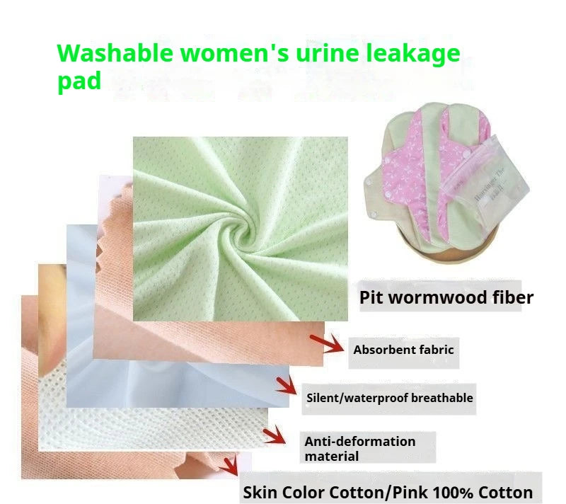 Wormwood Washable Pads, Reusable Sanitary Napkins Breathable Anti-leakage Pads Anti-allergic Physiological Women Menstrual Liner