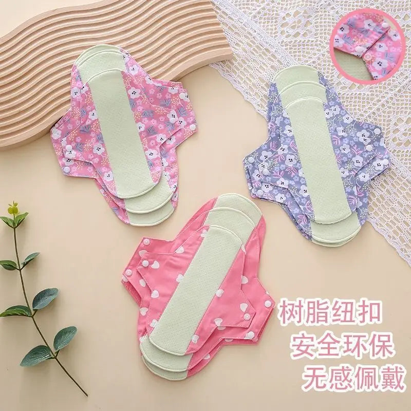 Wormwood Washable Pads, Reusable Sanitary Napkins Breathable Anti-leakage Pads Anti-allergic Physiological Women Menstrual Liner