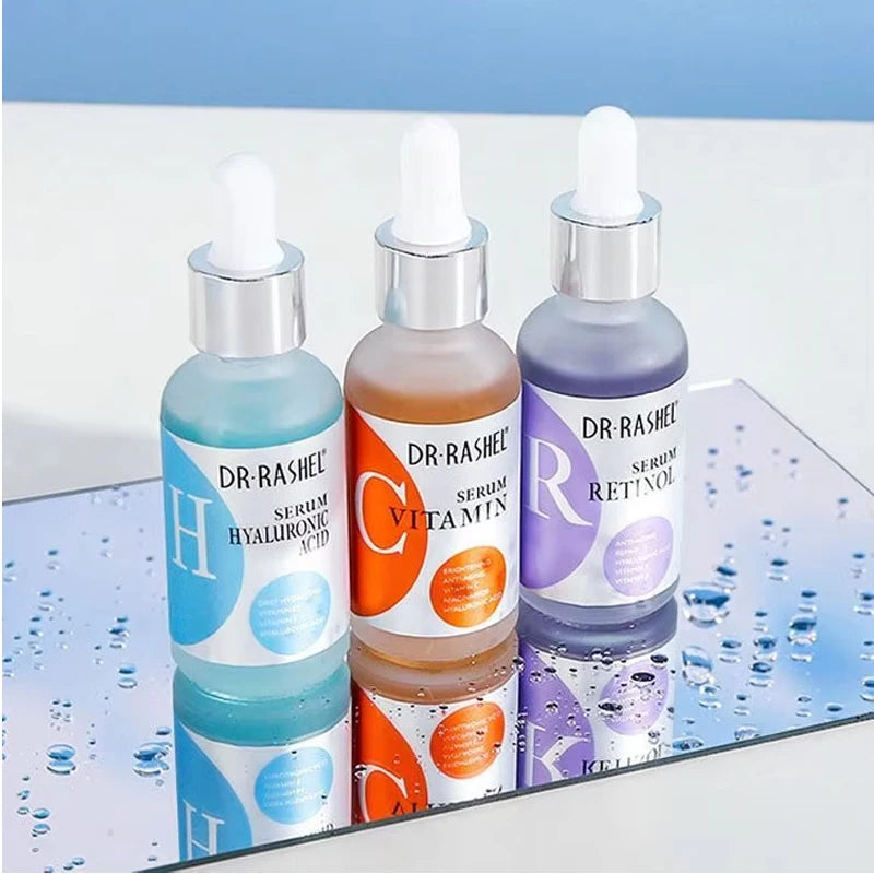 DR RASHEL Skin Care Complete Facial Serum Set Vitamin C Serum Essence Oil Serum Retinol Serum 3 Pack 30ml