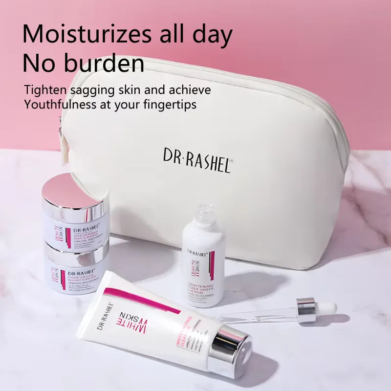 DR RASHEL Facial Cleanser Cream Serum Arbutin Niacinamide Dark Spots Removal Whitening Skin Care Face Set Kit 4 Pieces
