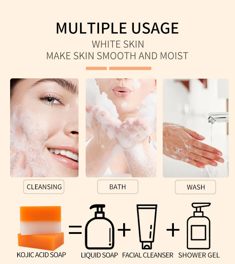 Kojic Acid 100g Whitening Soap, Glutathione Skin Lightening, Anti-aging & Moisturizing Handmade Soap for Face & Body