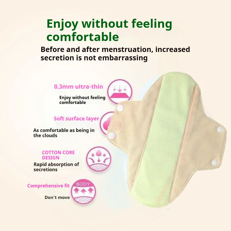 Wormwood Washable Pads, Reusable Sanitary Napkins Breathable Anti-leakage Pads Anti-allergic Physiological Women Menstrual Liner