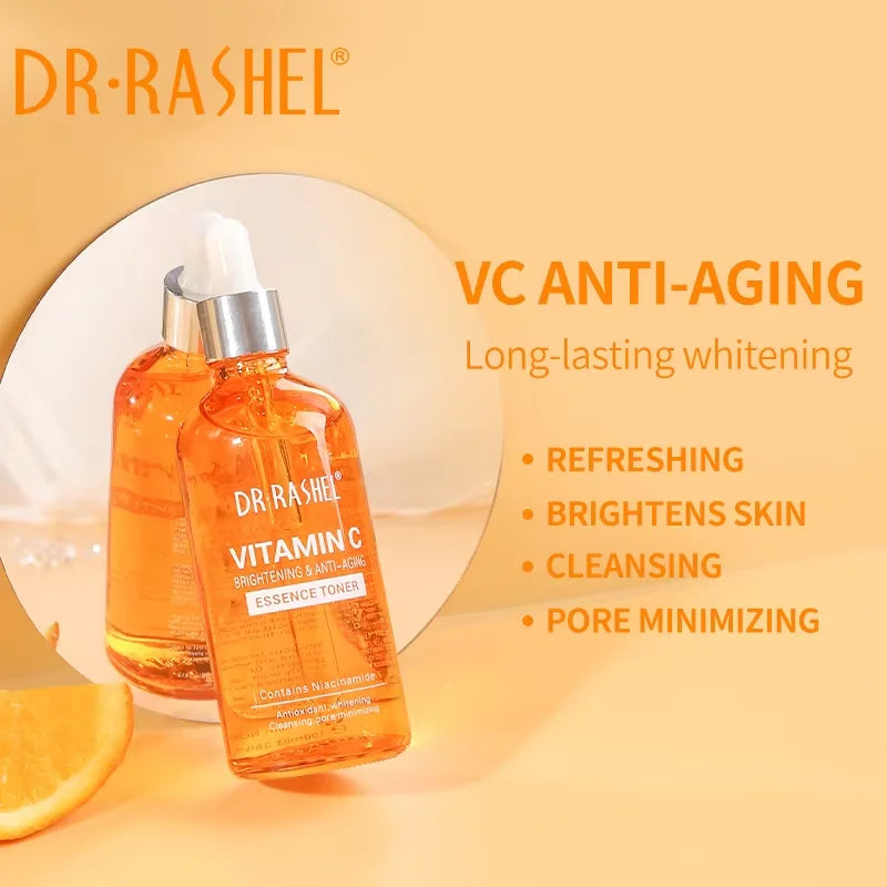 DR.RASHEL vitamin C  Facial Cleanser And Toner Essence Face Cream 4-Piece Facial Skincare Set