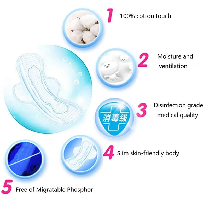 19Packs Organic Pads Ultra Thin Period Pads with Wings Super Absorbency Sanitary Pads for Women100% Cotton Panties Gasket