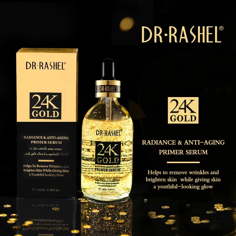 DR RASHEL Moisturizing Brightening Face Serum 24K Gold Radiance Anti Aging Primer Serum