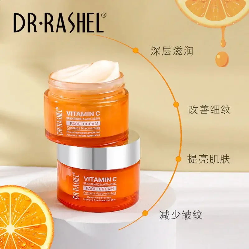 DR.RASHEL Vitamin C Face Cream Improve Fine Lines Dull Skin Whitening Moisturizing Anti Aging Serum Fade Dark Spots Skin Care