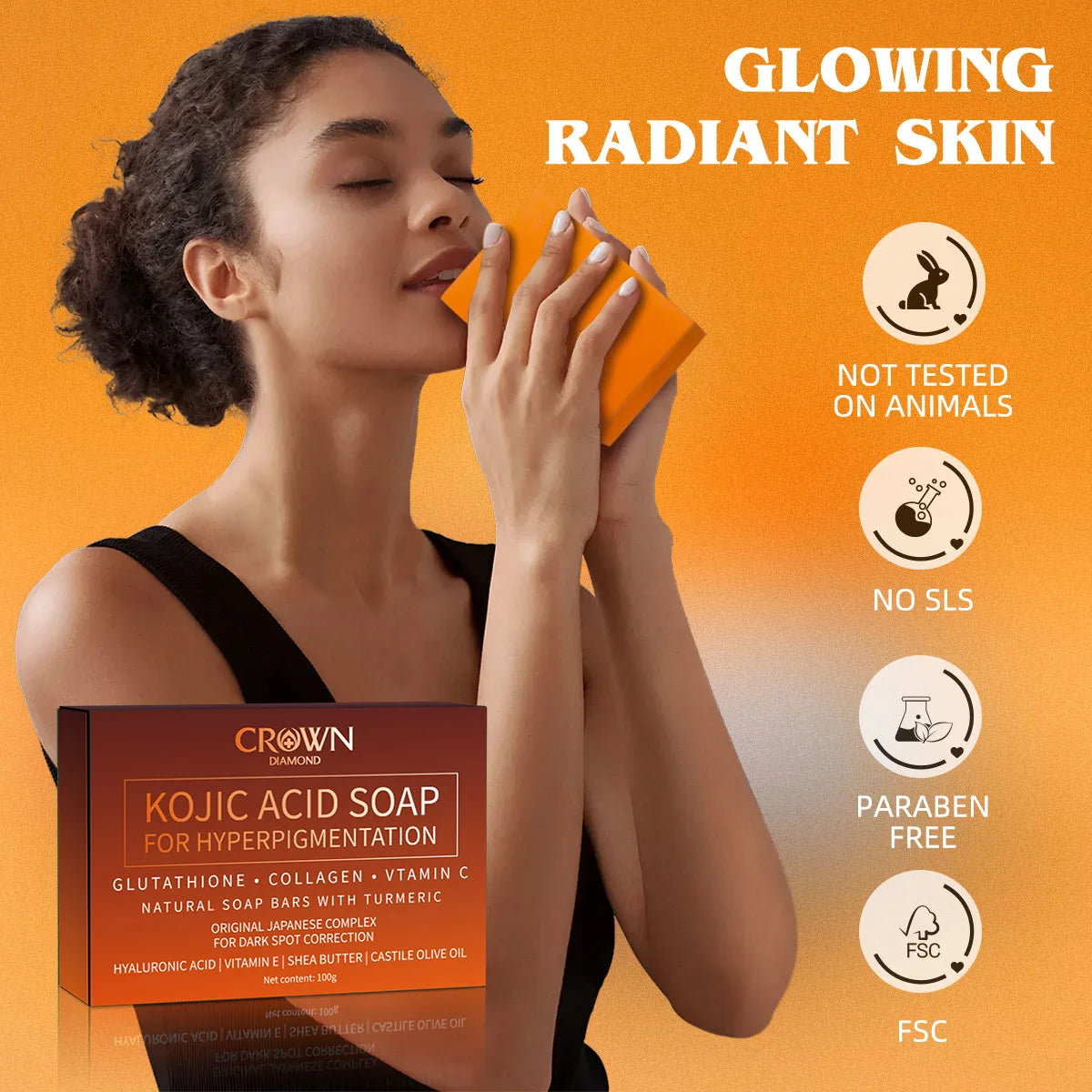 Turmeric Kojic Acid Soap Massage Soap Handmade Soap for Face and Bath for Deep Cleansing, Exfoliation, Body Moisturizing