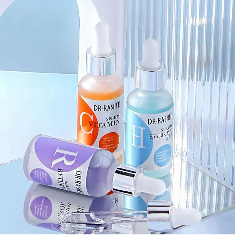DR RASHEL Skin Care Complete Facial Serum Set Vitamin C Serum Essence Oil Serum Retinol Serum 3 Pack 30ml