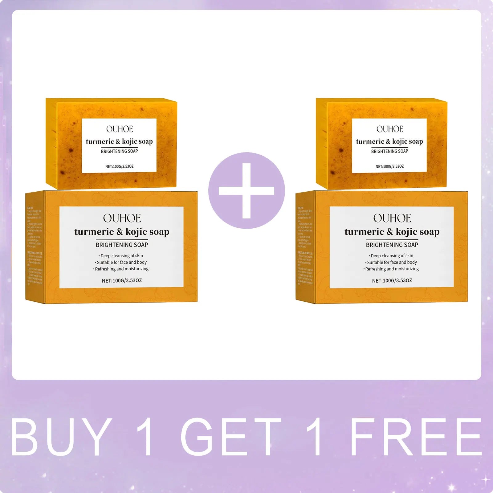 OUHOE Kojic Acid Turmeric Soap Face Deep Cleaning Even Skin Tone Skin Lightening Soap Moisturizer Skin Care Handmade Lemon Soap