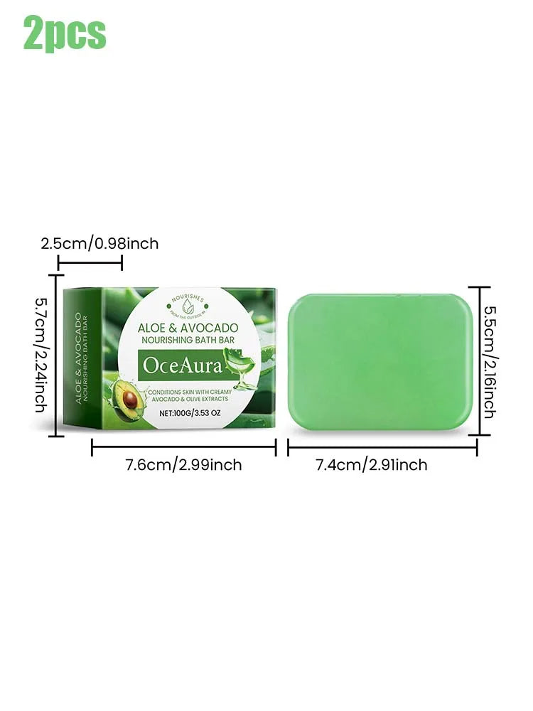 Oce Aura 100g Aloe Vera Herbal Soap Natural Bar Gentle Facial And Body Cleanser for Men & Women Soothing Nourishing