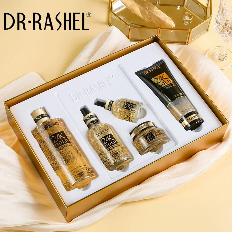 Dr Rashel Products Moisturizing Brightening Anti Aging 24K Gold Skin Care Set 5pcs