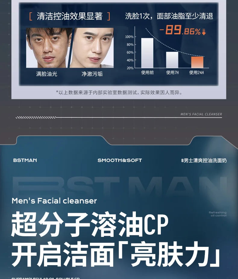 300ml Amino Acid Men's Face Wash – Oil Control & Deep Cleansing, Gentle Foaming Cleanser for , Refreshing & Non-Tightening