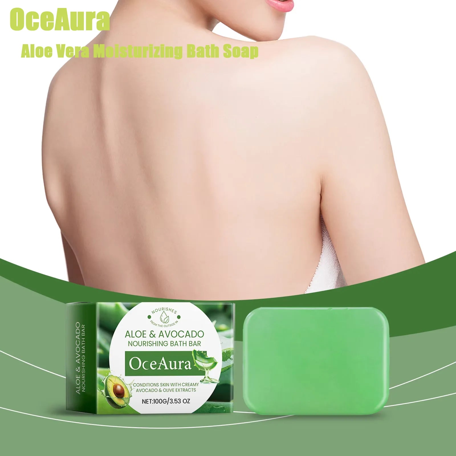 Oce Aura 100g Aloe Vera Herbal Soap Natural Bar Gentle Facial And Body Cleanser for Men & Women Soothing Nourishing