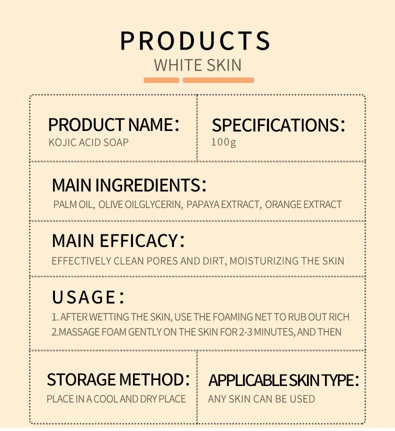 Kojic Acid 100g Whitening Soap, Glutathione Skin Lightening, Anti-aging & Moisturizing Handmade Soap for Face & Body