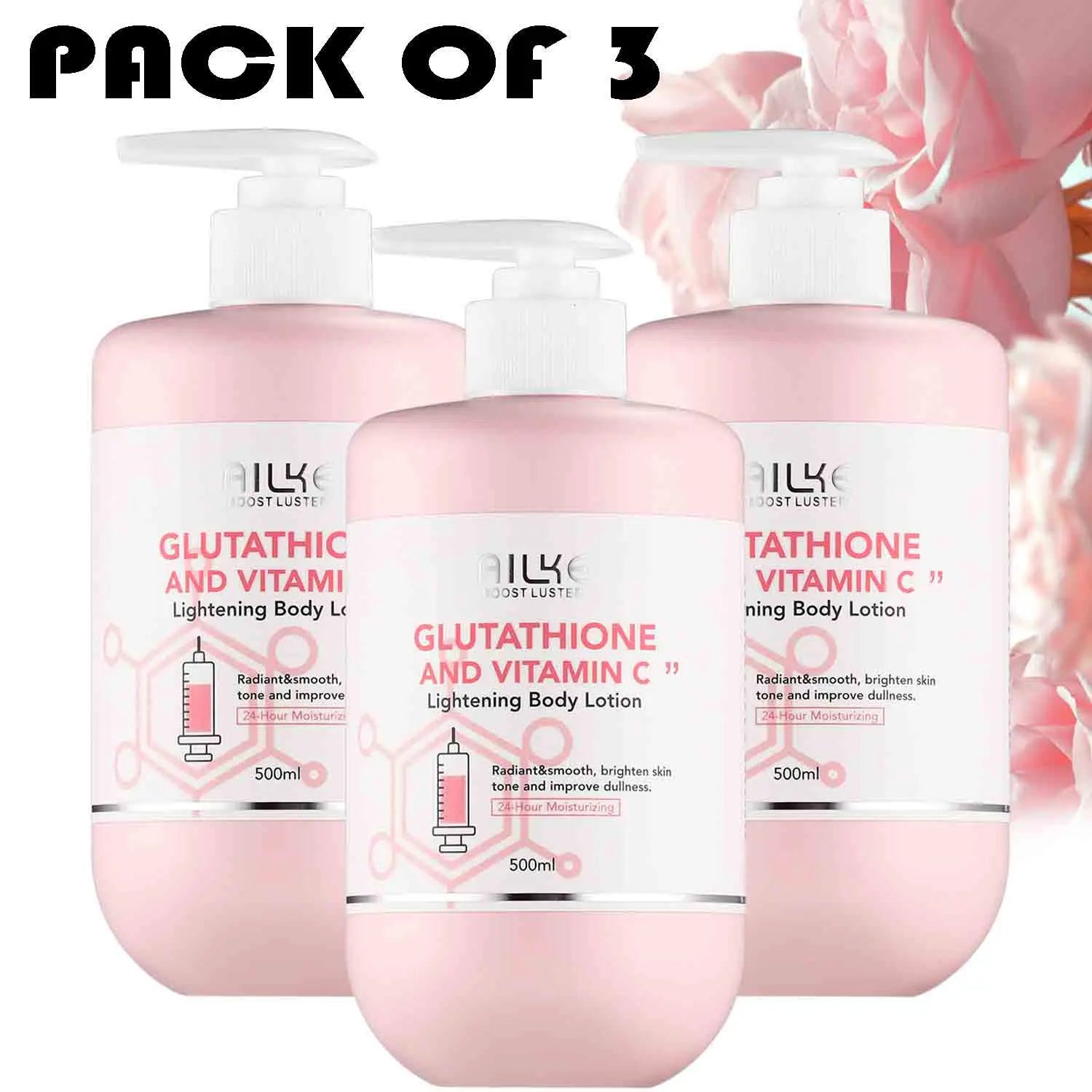 AILKE Glutathione & Vitamin C Kit,With Whitening Lotion,Moisturizing Cream,Lightening Soap, Spa Oil,Glowing Body Cream,Gift Set