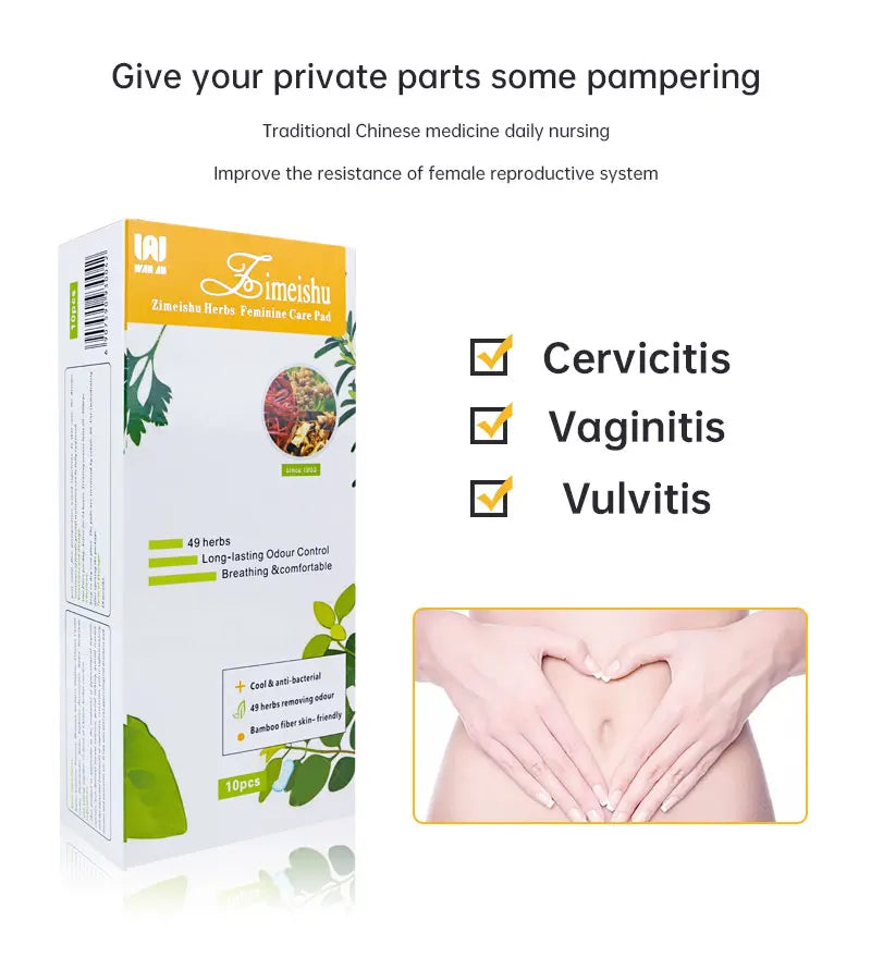 10Pcs Zimeishu Silver-ion Gynecological Cure Care Pad Womens Medicated Sanitary Pads Female Feminine Hygiene Yoni Pearls