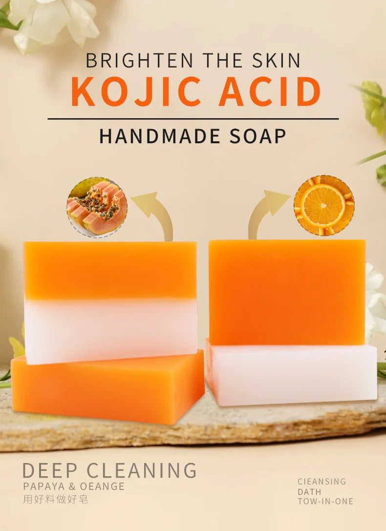 Kojic Acid 100g Whitening Soap, Glutathione Skin Lightening, Anti-aging & Moisturizing Handmade Soap for Face & Body