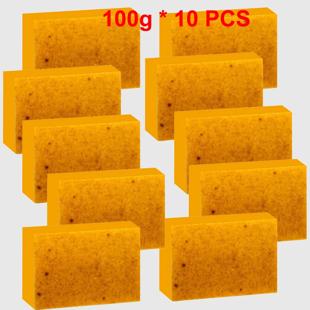 100g 1-10 PCS Turmeric Hand Made Soap, Lemon Kojic Acid Soap, Shower and Facial Soap