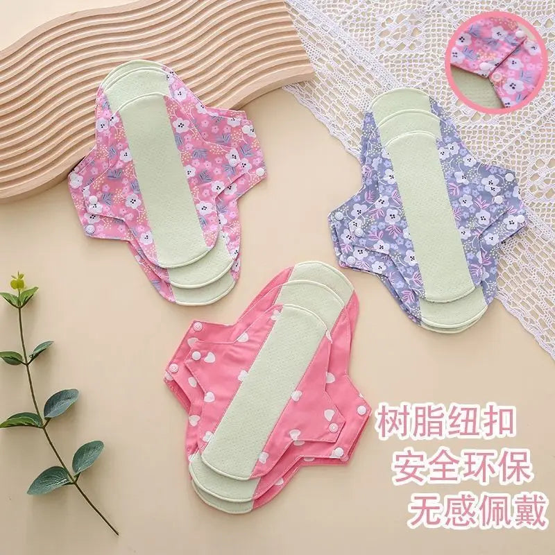 Wormwood Washable Pads, Reusable Sanitary Napkins Breathable Anti-leakage Pads Anti-allergic Physiological Women Menstrual Liner